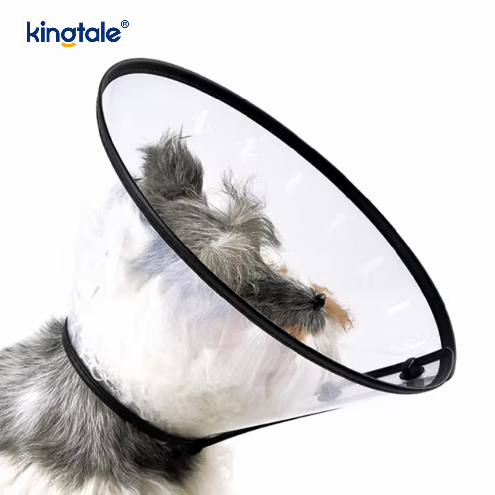 Kingtale 개 고양이를위한 조정 가능한 부드러운 애완 동물 복구 칼라 지속 가능한 단단한 플라스틱 맞춤형 보호 플라스틱 콘