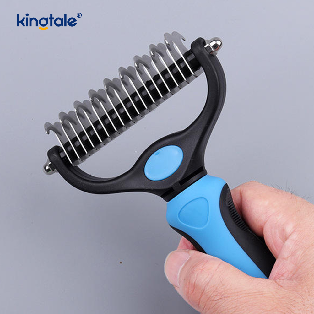 애완동물 미용 갈퀴 양면 Deshedding Dematting 도구, 개와 고양이용 언더코트 갈퀴