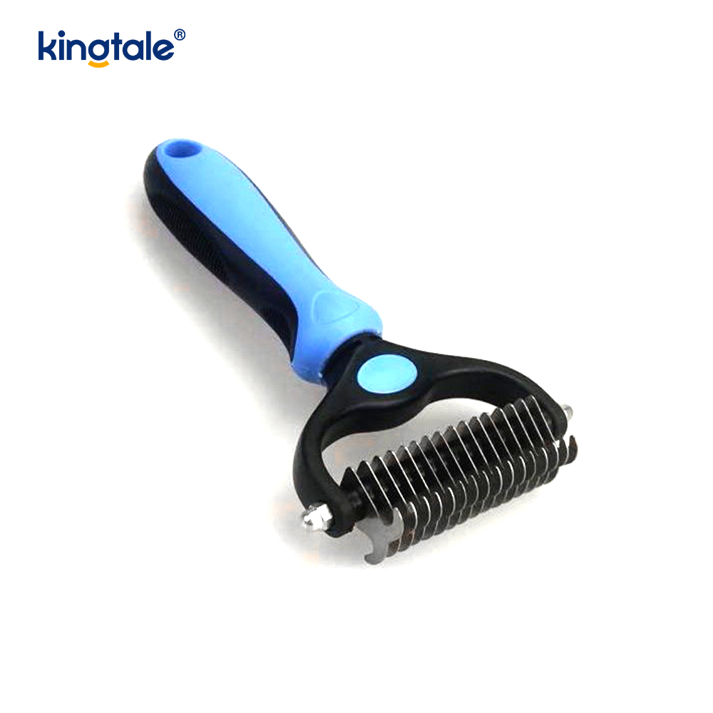 애완동물 미용 갈퀴 양면 Deshedding Dematting 도구, 개와 고양이용 언더코트 갈퀴