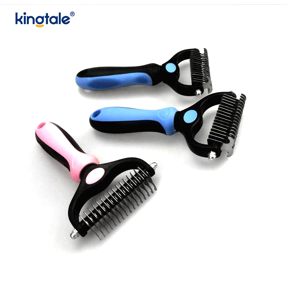 애완동물 미용 갈퀴 양면 Deshedding Dematting 도구, 개와 고양이용 언더코트 갈퀴