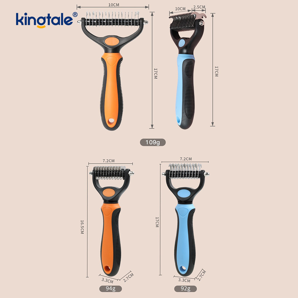 애완동물 미용 갈퀴 양면 Deshedding Dematting 도구, 개와 고양이용 언더코트 갈퀴